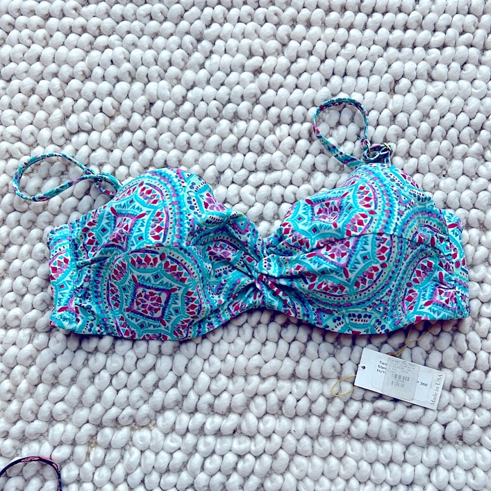 Helen Jon bikini top twist underwire blue mandala pattern